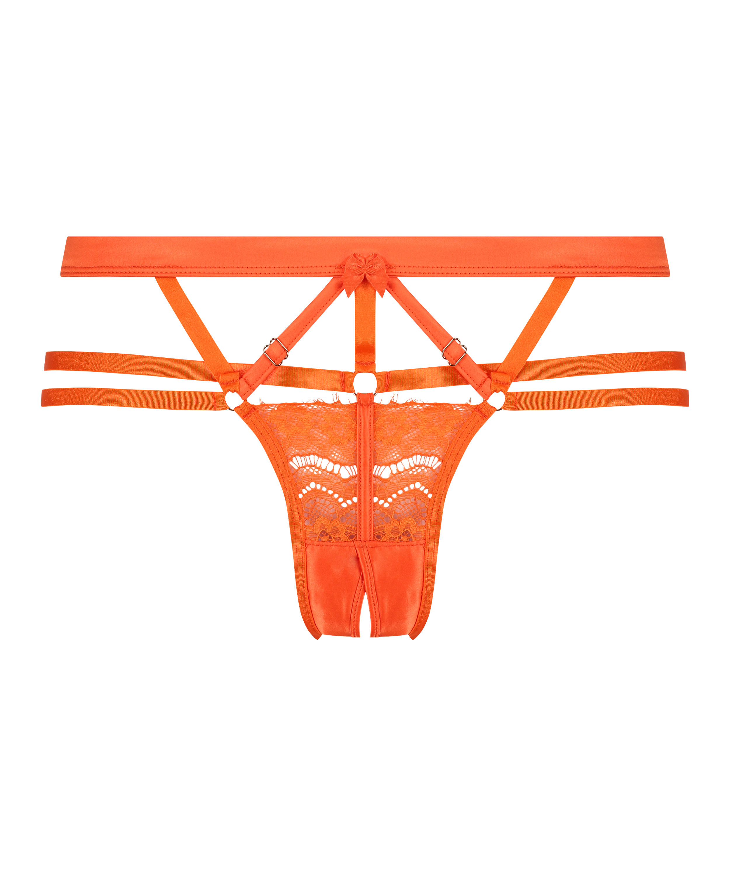 Slip br&eacute;silien ouvert taille haute Mitzy, Orange, main