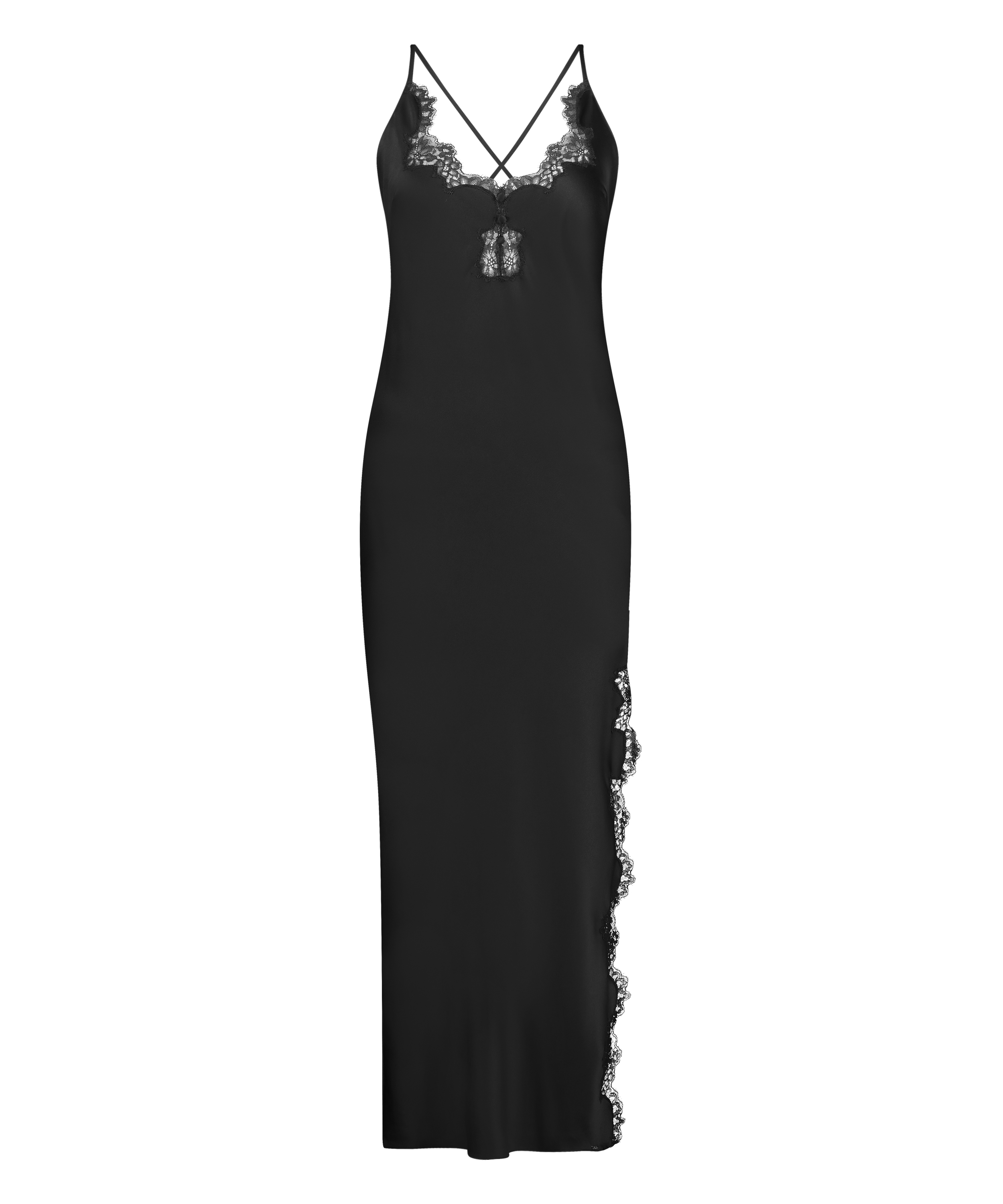 Slipdress aus Satin, Schwarz, main