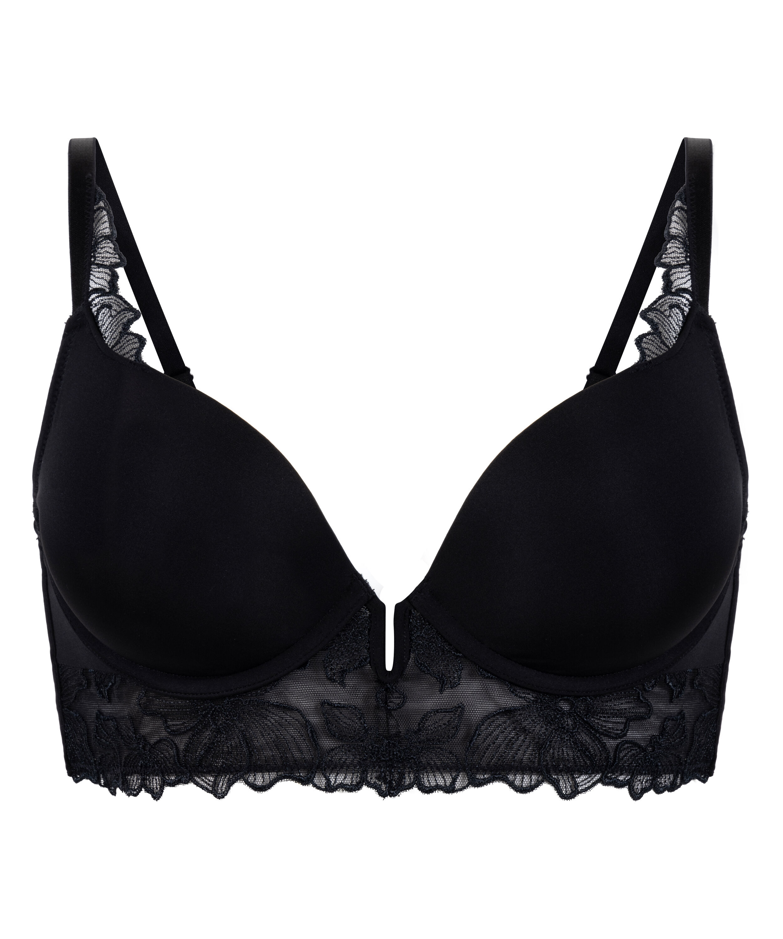 Jemima Gepolsterter Longline-Push-up-BH mit B&uuml;gel, Schwarz