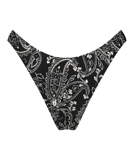 Bas de br&eacute;silien bikini &eacute;chancr&eacute; Paisley, Noir