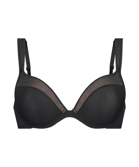 Soutien-gorge &agrave; armatures pr&eacute;form&eacute; en maille, Noir