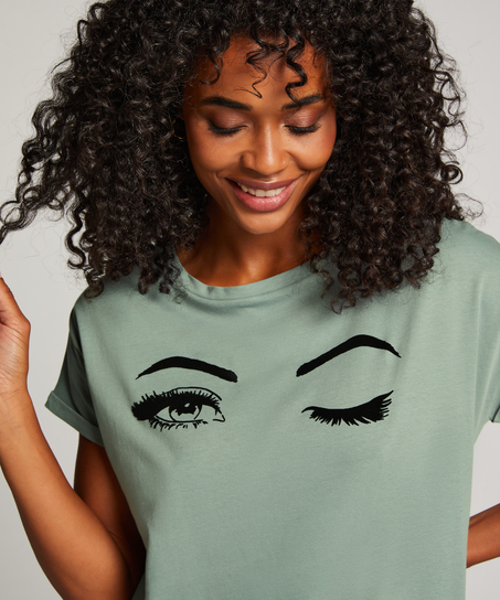 Chemise de nuit col rond, Bleu