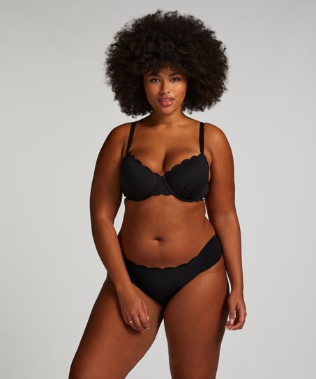 Slip de Bikini Rio Scallop, Noir