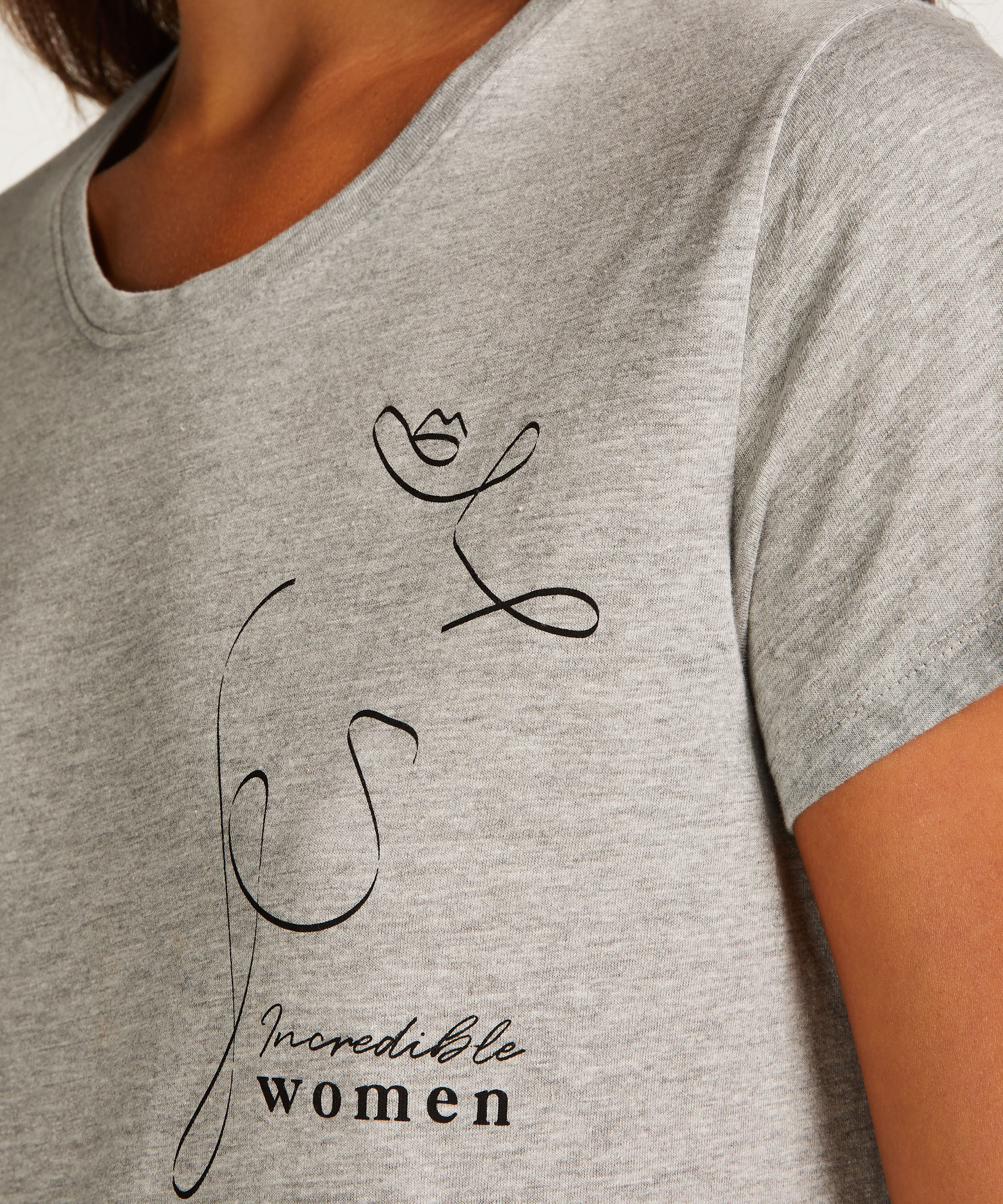 Nachthemd Rundhals, Grau, main