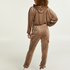 Jumpsuit &agrave; capuche Velours, marron