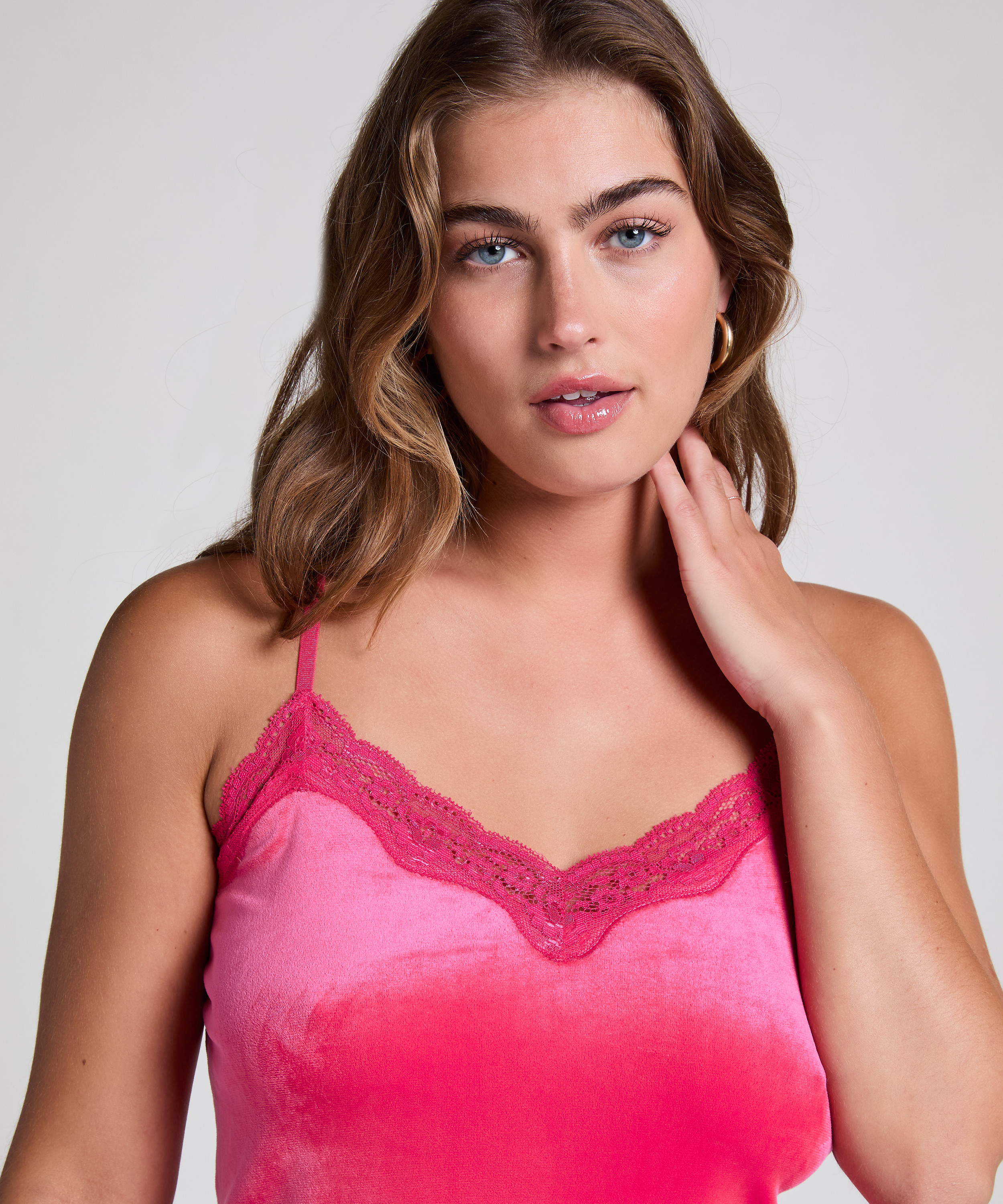 Cami Top Velours Lace, Rose, main