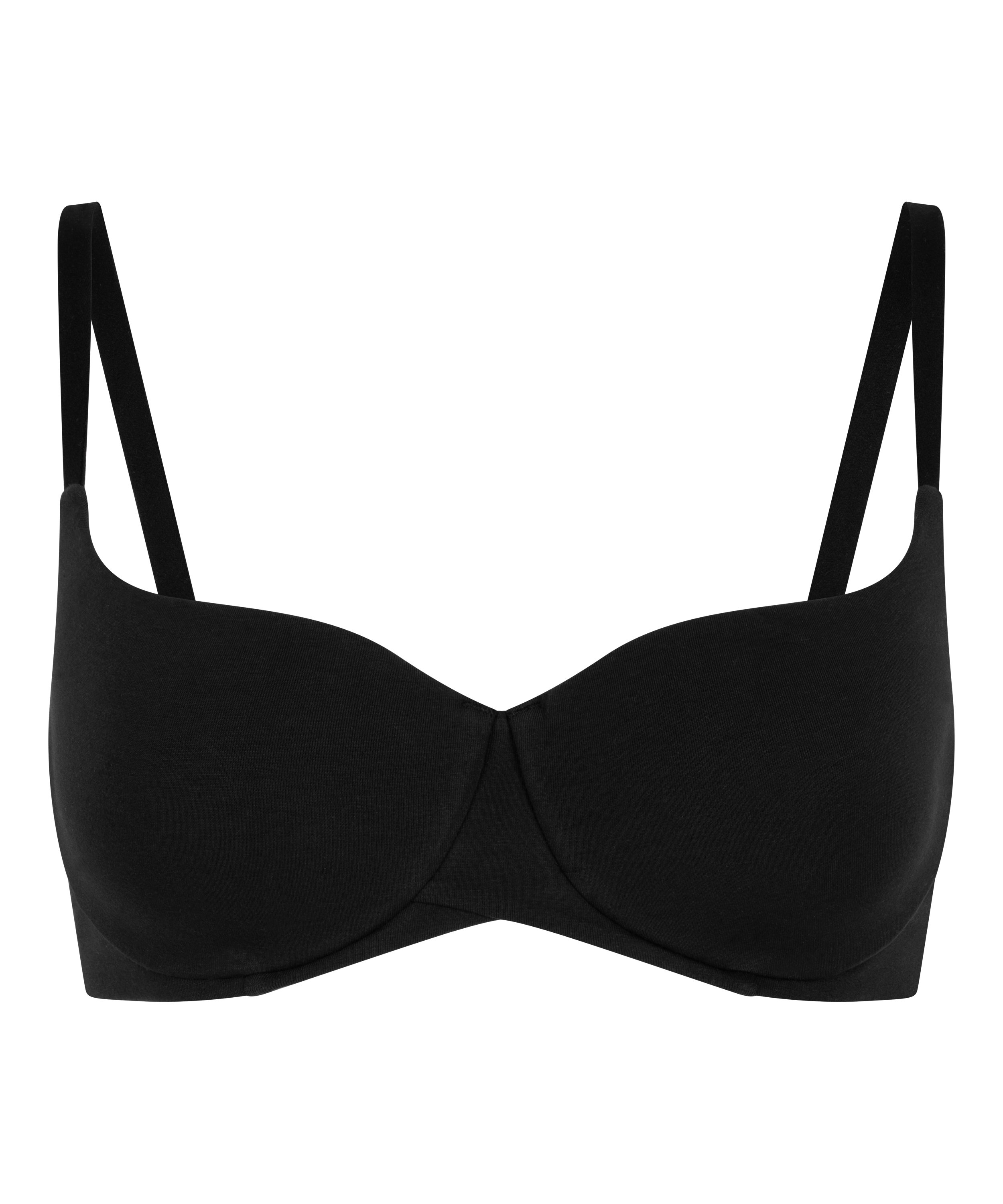 Soutien-gorge à armatures rembourré en coton, Noir, main