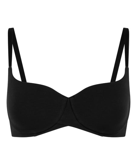 Soutien-gorge à armatures rembourré en coton, Noir