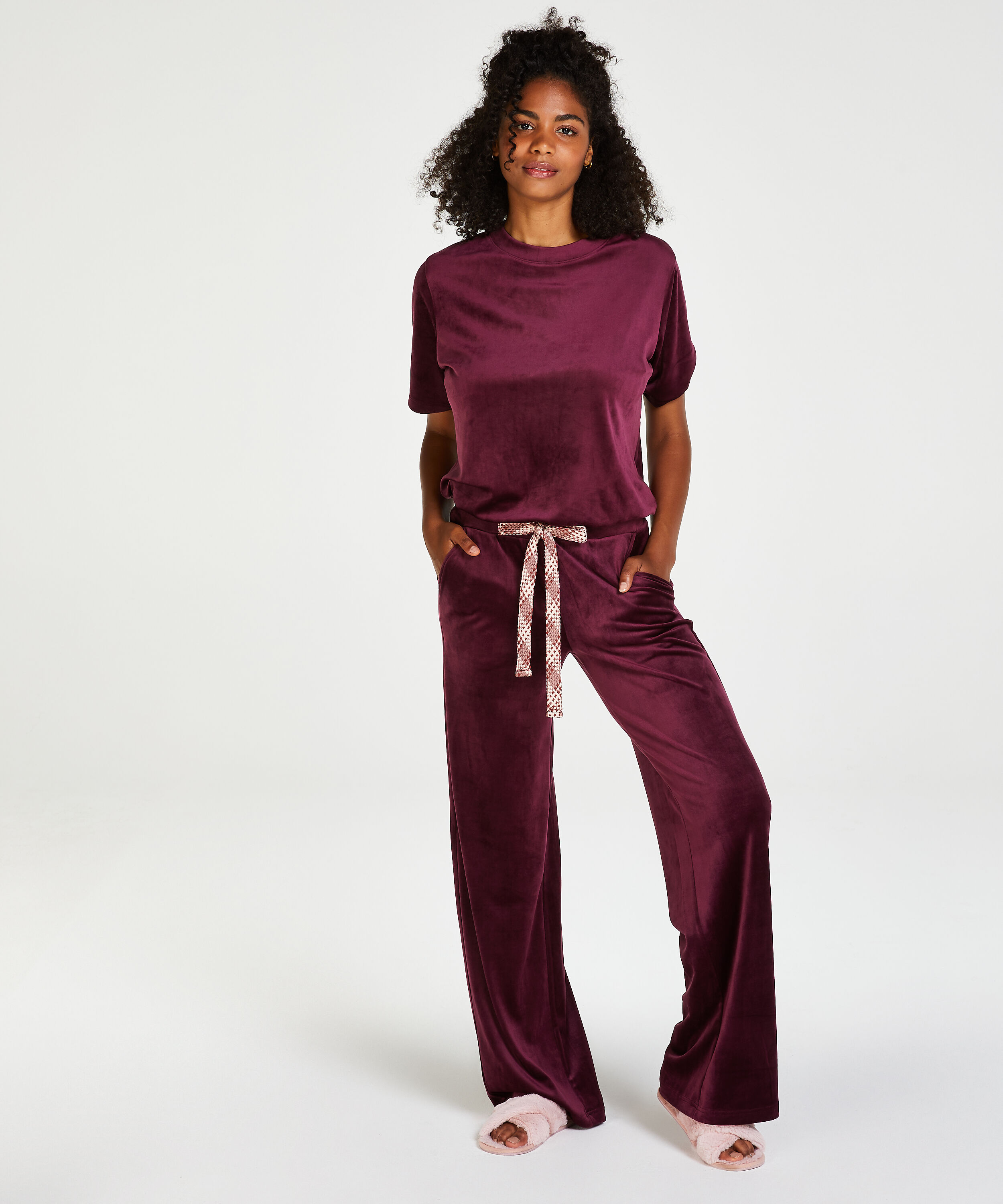 Tall Pyjamahose aus Velours, Lila