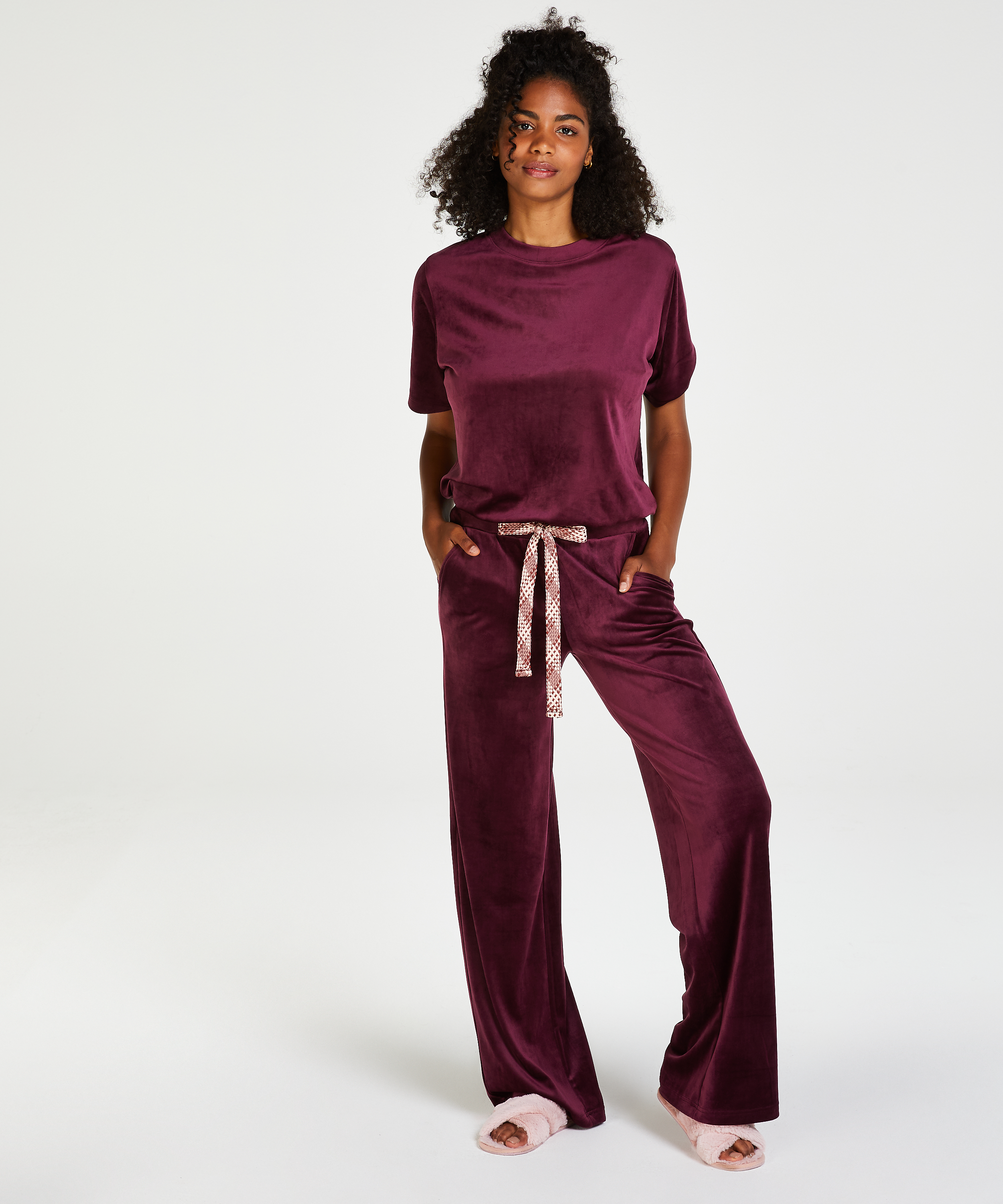Tall Pyjamahose aus Velours, Lila, main