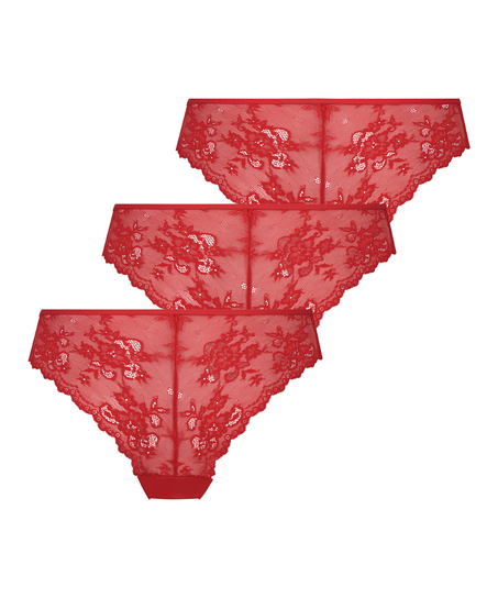 3er-Pack Brazilian-Slips Invisible, Rot
