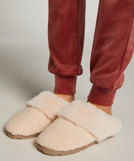 Pantoufles mules Teddy, Blanc