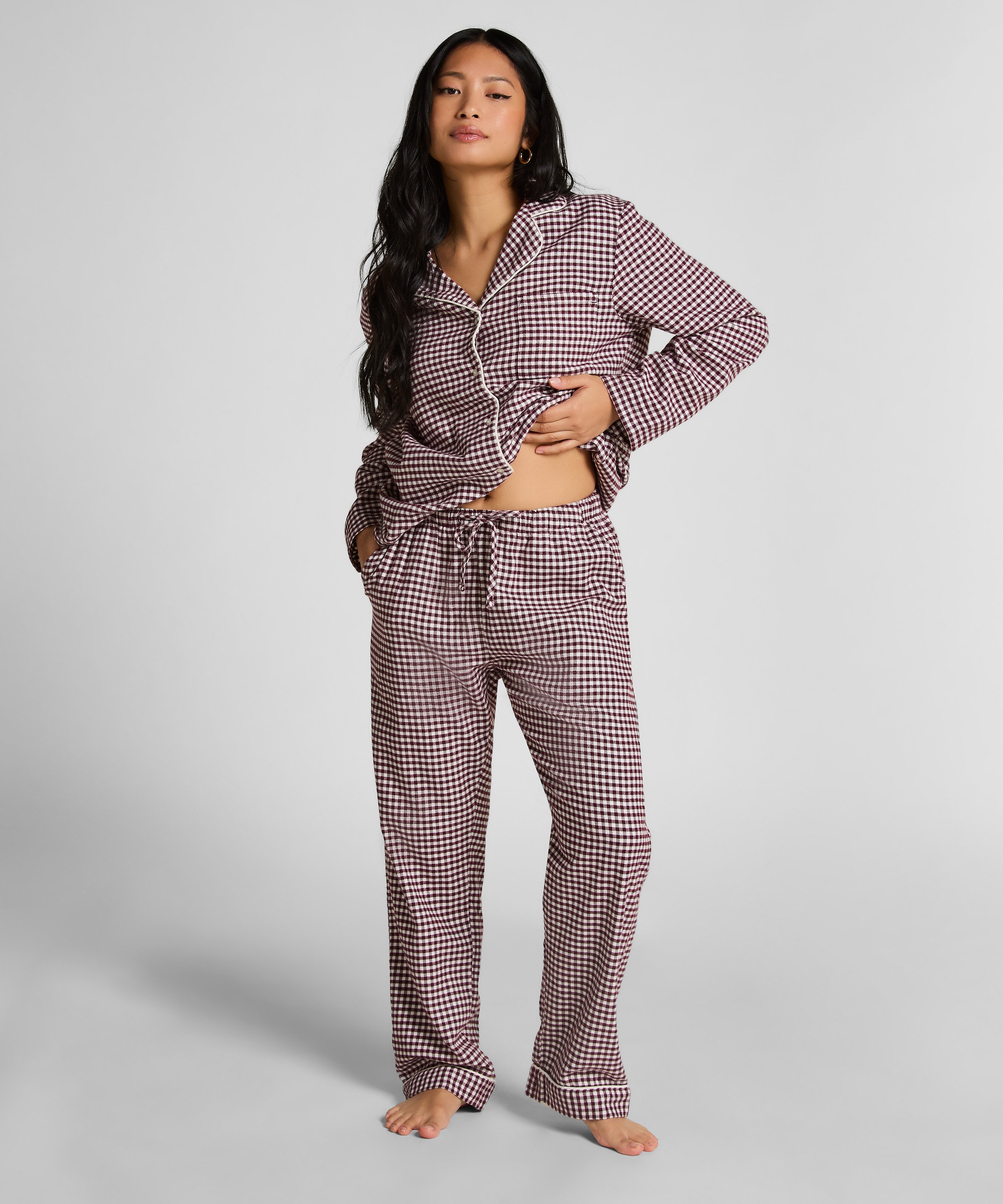 Pyjamahose aus Flanell, Lila, main