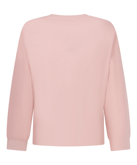 Top Waffelstrick Henley, Rose