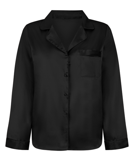 Langarmjacke Satin, Schwarz