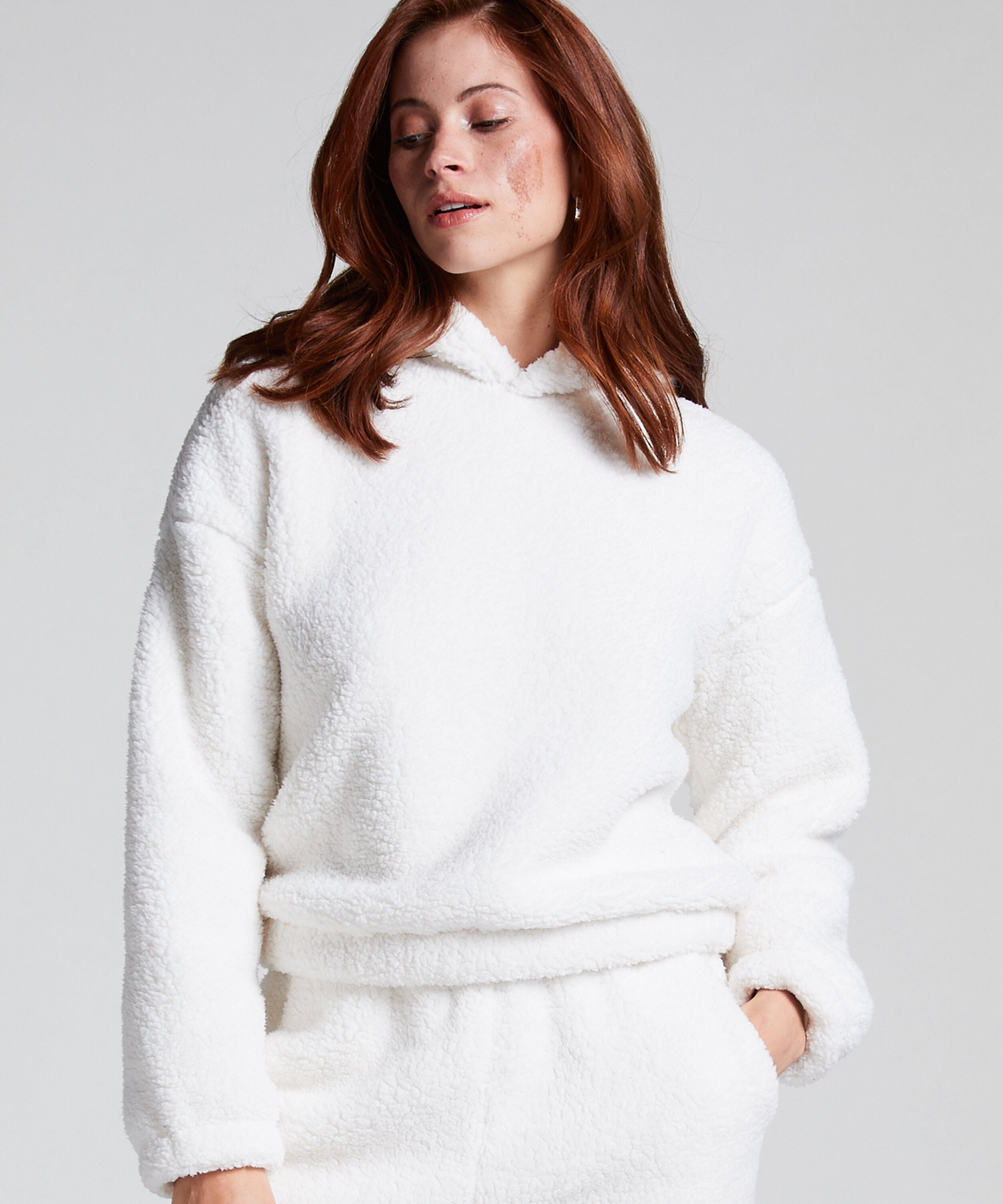 Hoodie aus Fleece Snuggle, Weiß