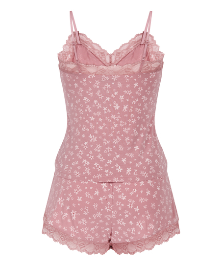 Ensemble de pyjama Jersey avec dentelle, Rose