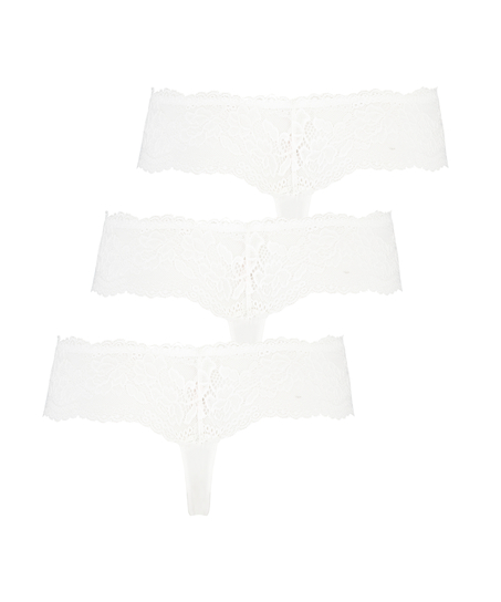 Lot de 3 boxers string Florence, Blanc