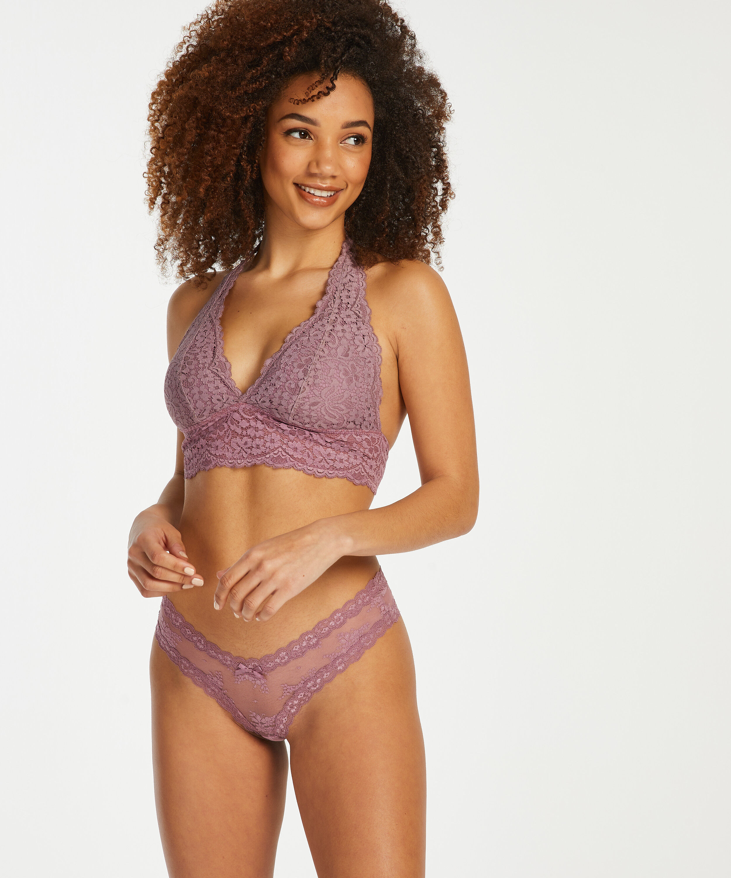 Slip br&eacute;silien V-shape mesh, Violet