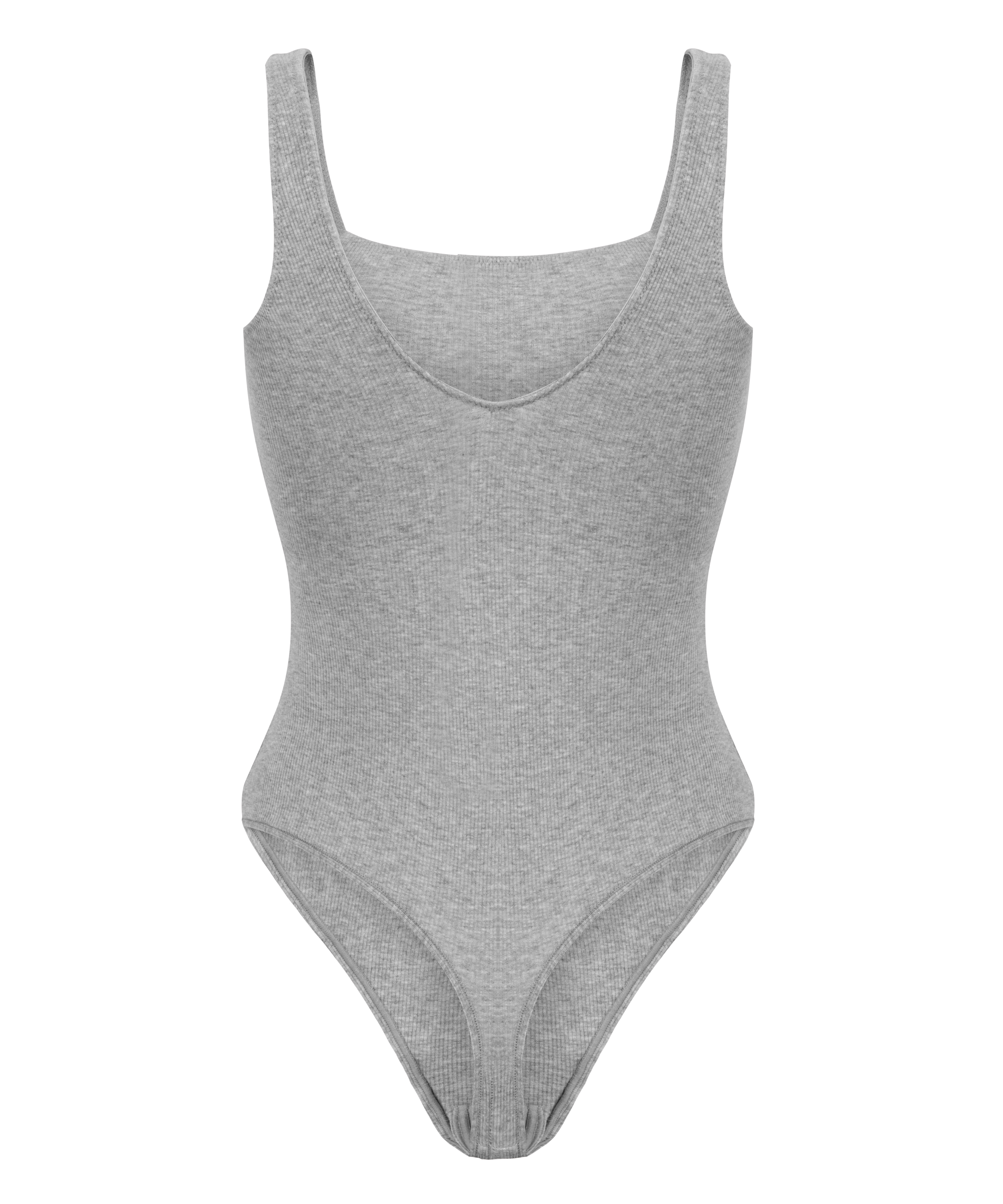 Gerippter Baumwoll-Body, Grau, main