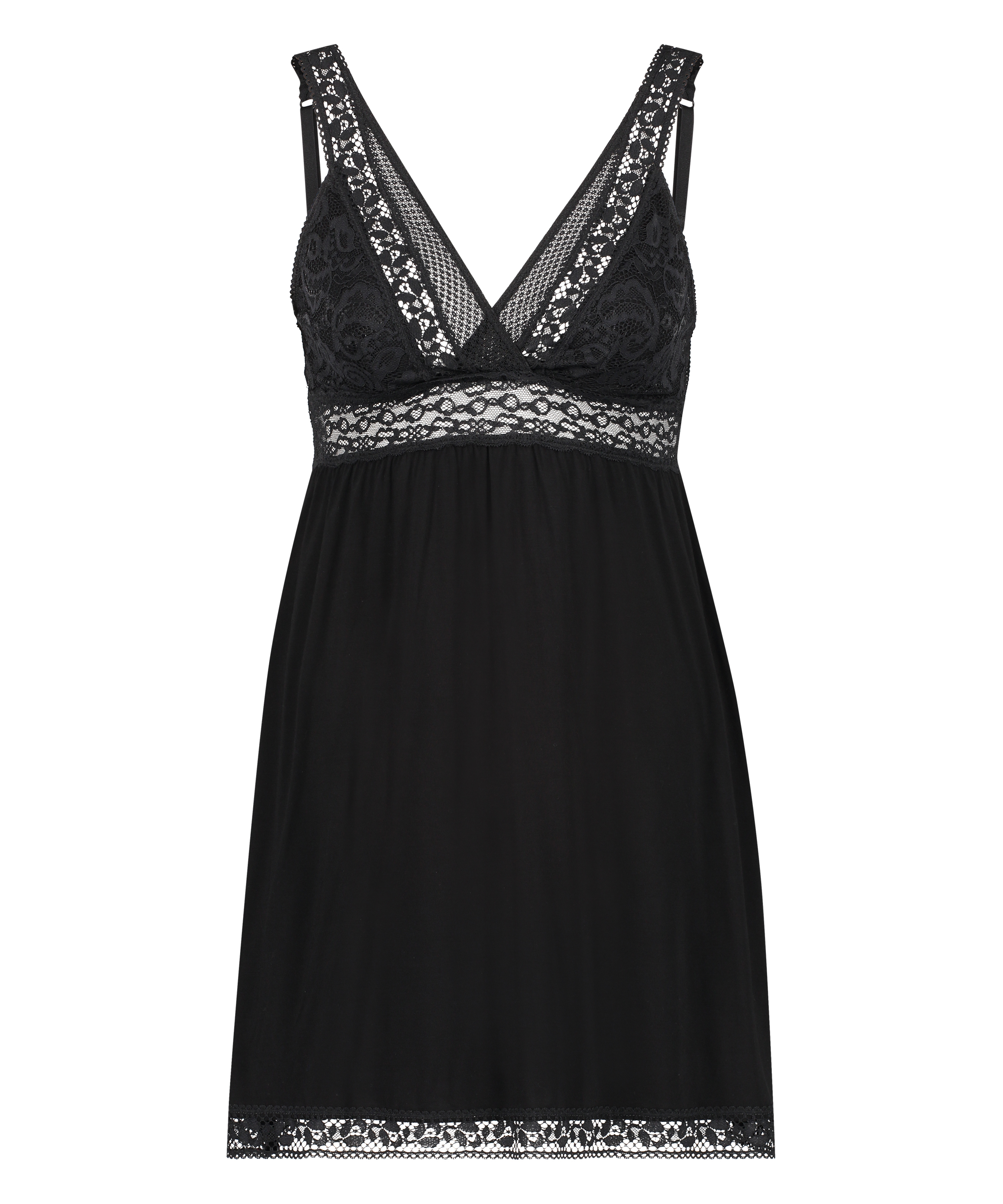 Slipdress Jersey Grafic Lace, Schwarz, main