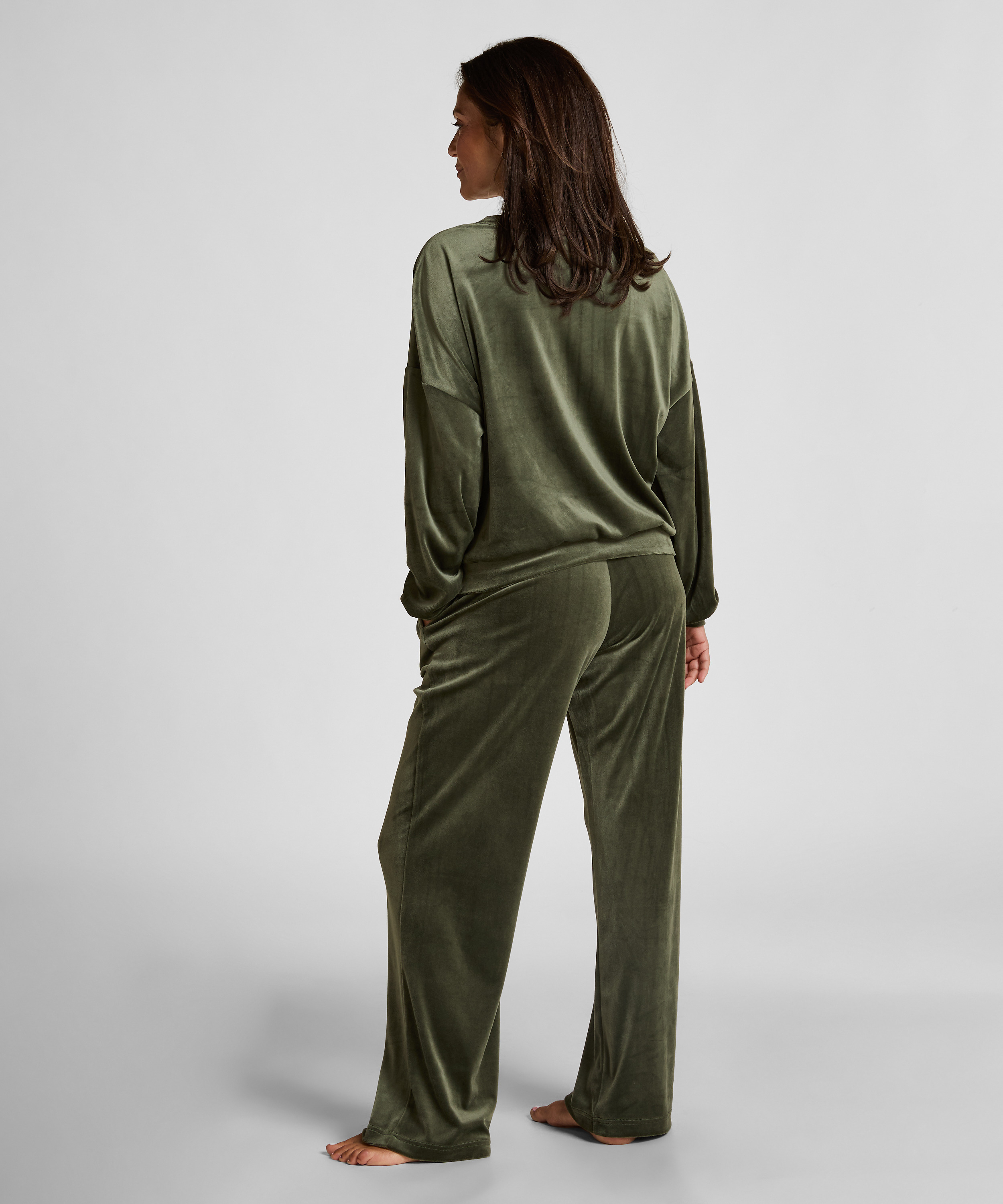 Petite Pantalon de pyjama Velours, Vert, main