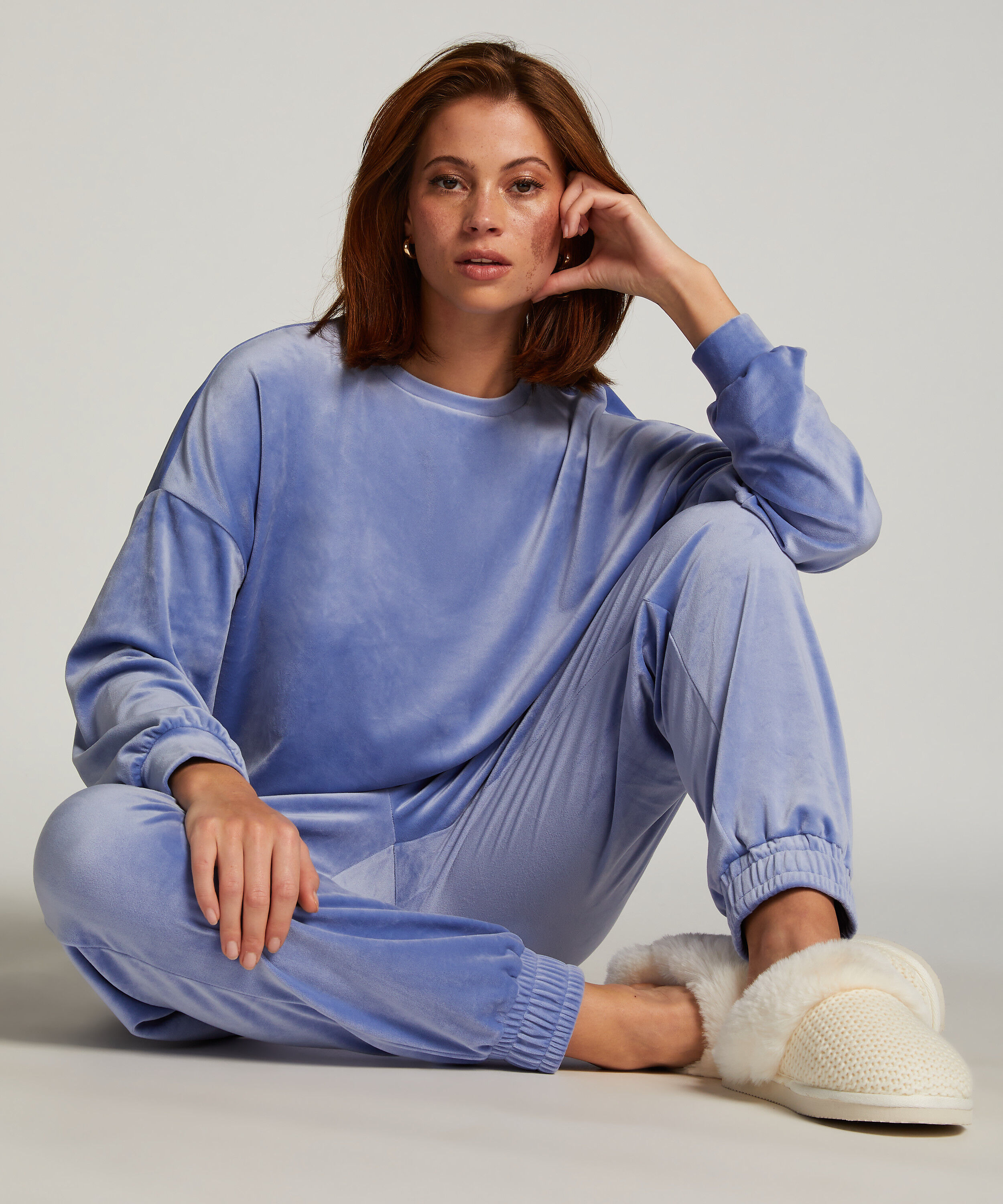 Pantalon de jogging Velours, Bleu