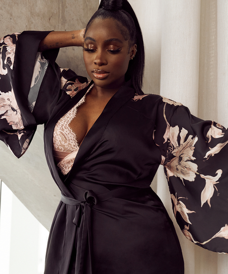 Kimono Satinblüte, Schwarz