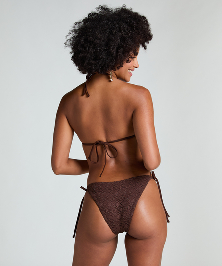Bikini Slip Cheeky Tanga Crochet, Braun