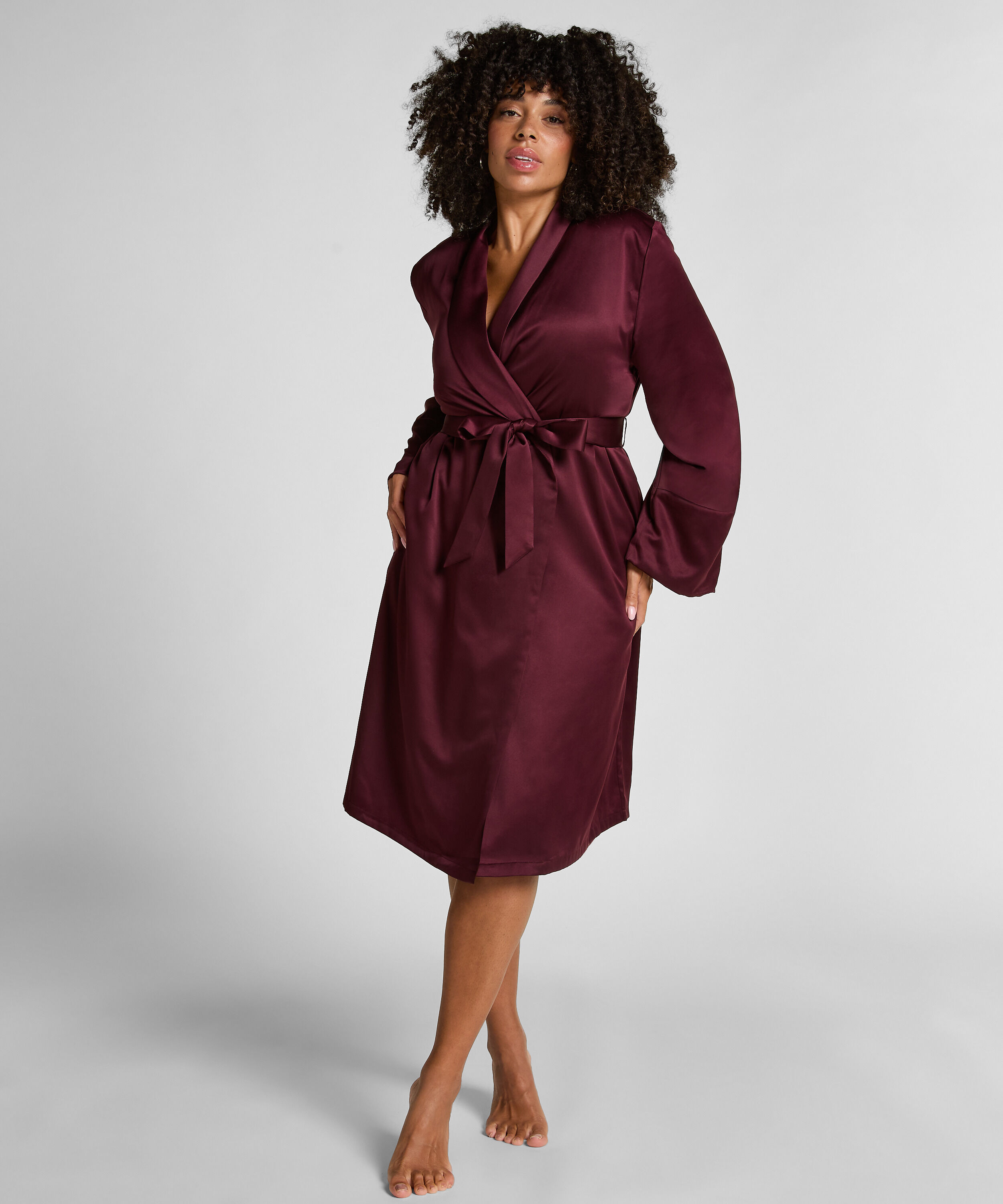 Peignoir en polaire satinée, Violet Peignoir en polaire satinée, Violet