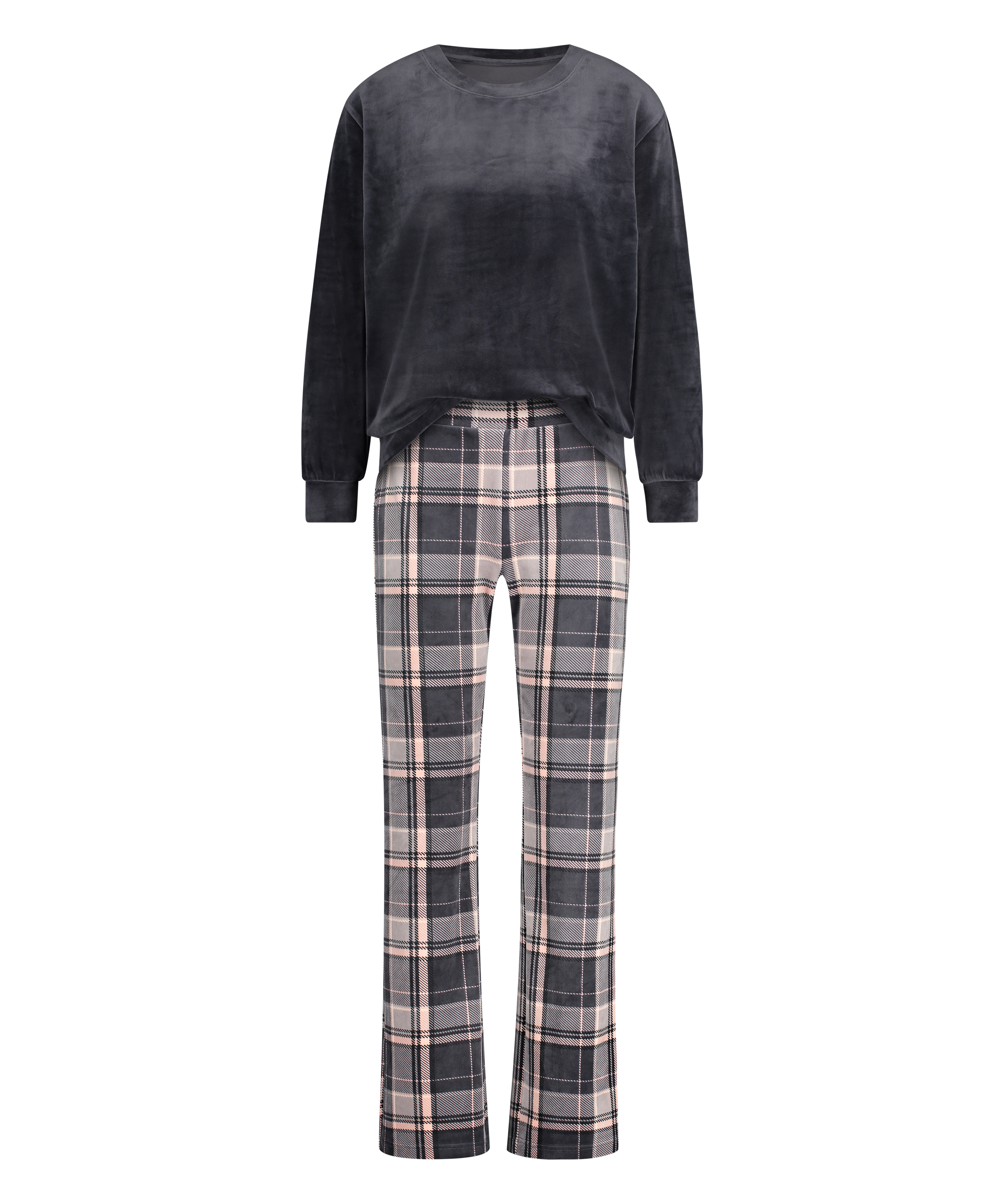 Velour Pyjama-Set, Grau, main