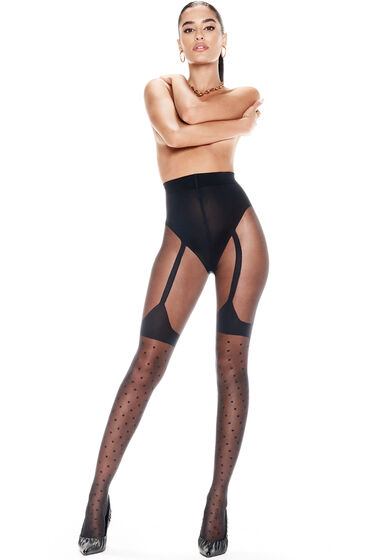 Image of Hunkemöller 15 Denier Strumpfhose mit Hosenträger-Detail Schwarz