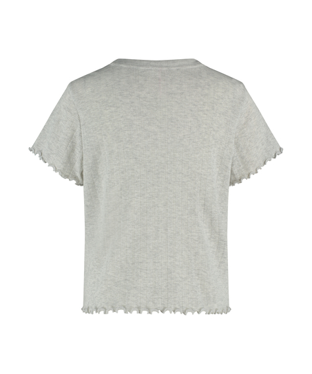 Kurzarm-Pyjamatop Loose Fit, Beige