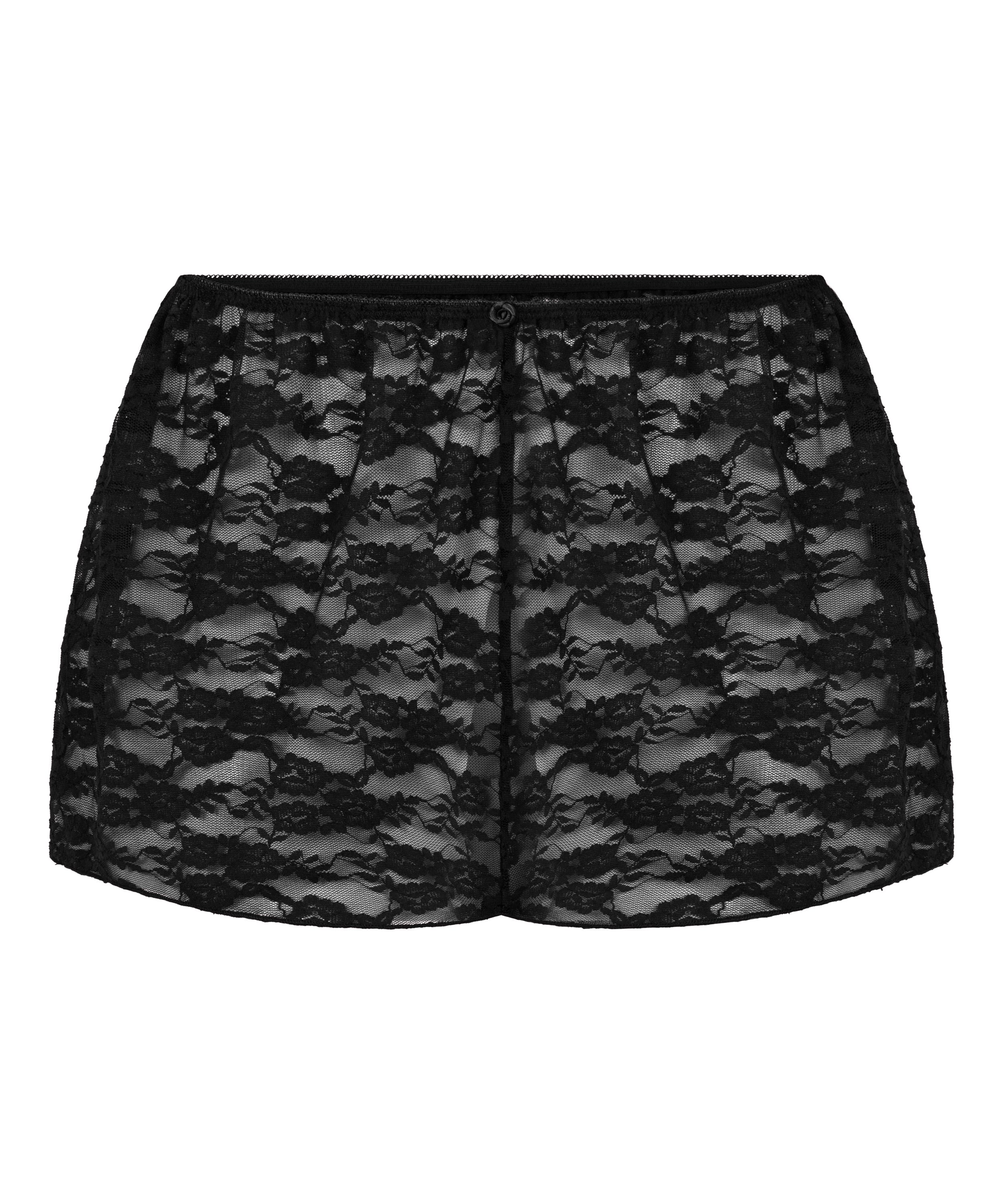 Shorts aus Allover-Spitze, Schwarz, main