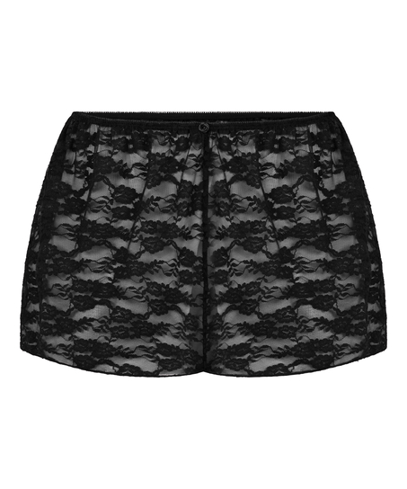 Shorts aus Allover-Spitze, Schwarz