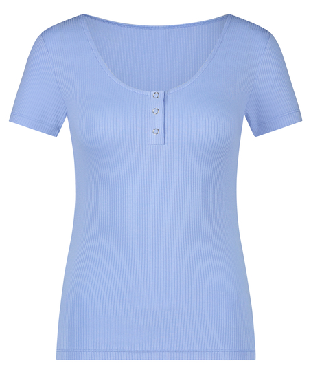 Haut de pyjama manches courtes Henley, Bleu