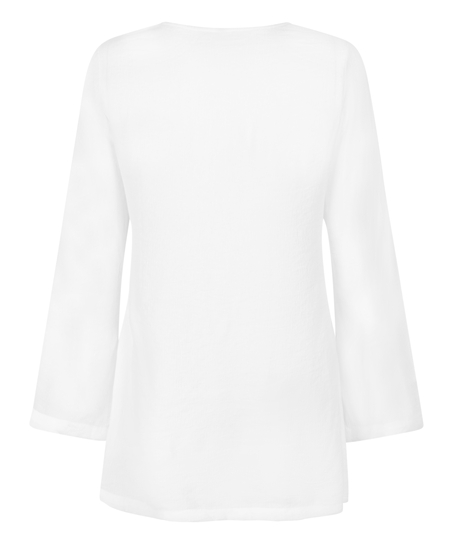 Langärmeliges Ringelkleid für den Strand, Weiß