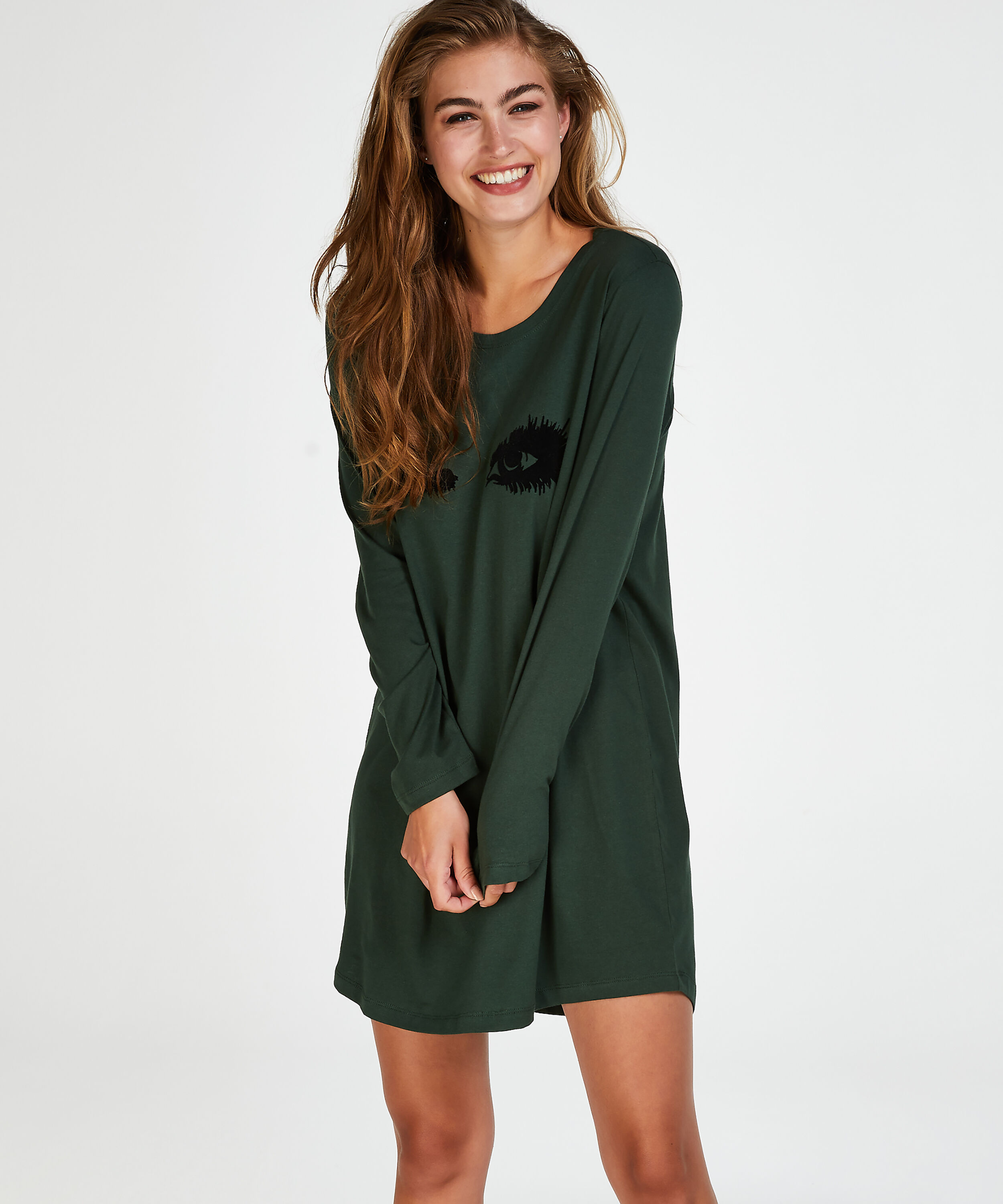 Chemise de nuit &agrave; d&eacute;collet&eacute; arrondi, Vert