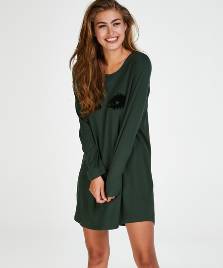Chemise de nuit à décolleté arrondi, Vert