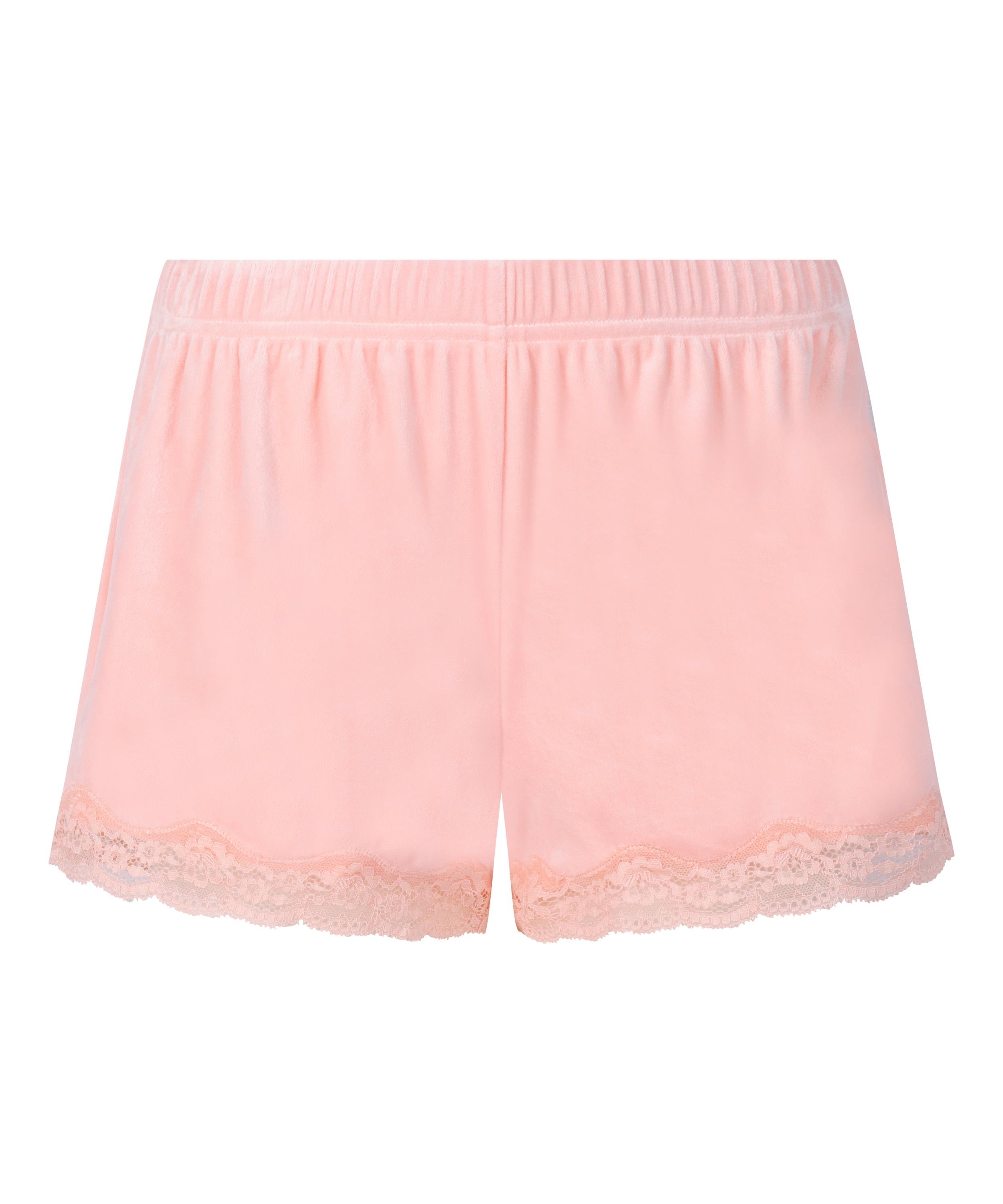 Short en velours &agrave; dentelle, Rose, main