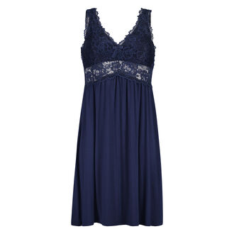 Slipdress Modal Lace mit Spitze, Blau