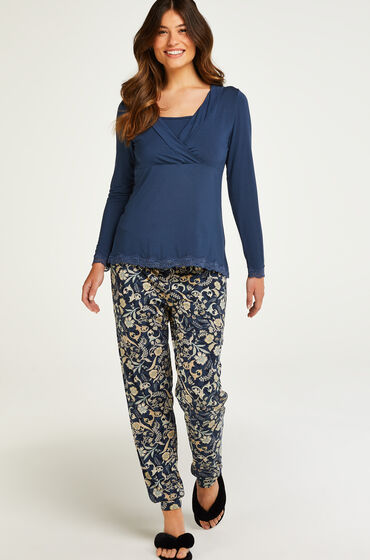 Hunkemöller Pyjama à manches longues Block Print Bleu