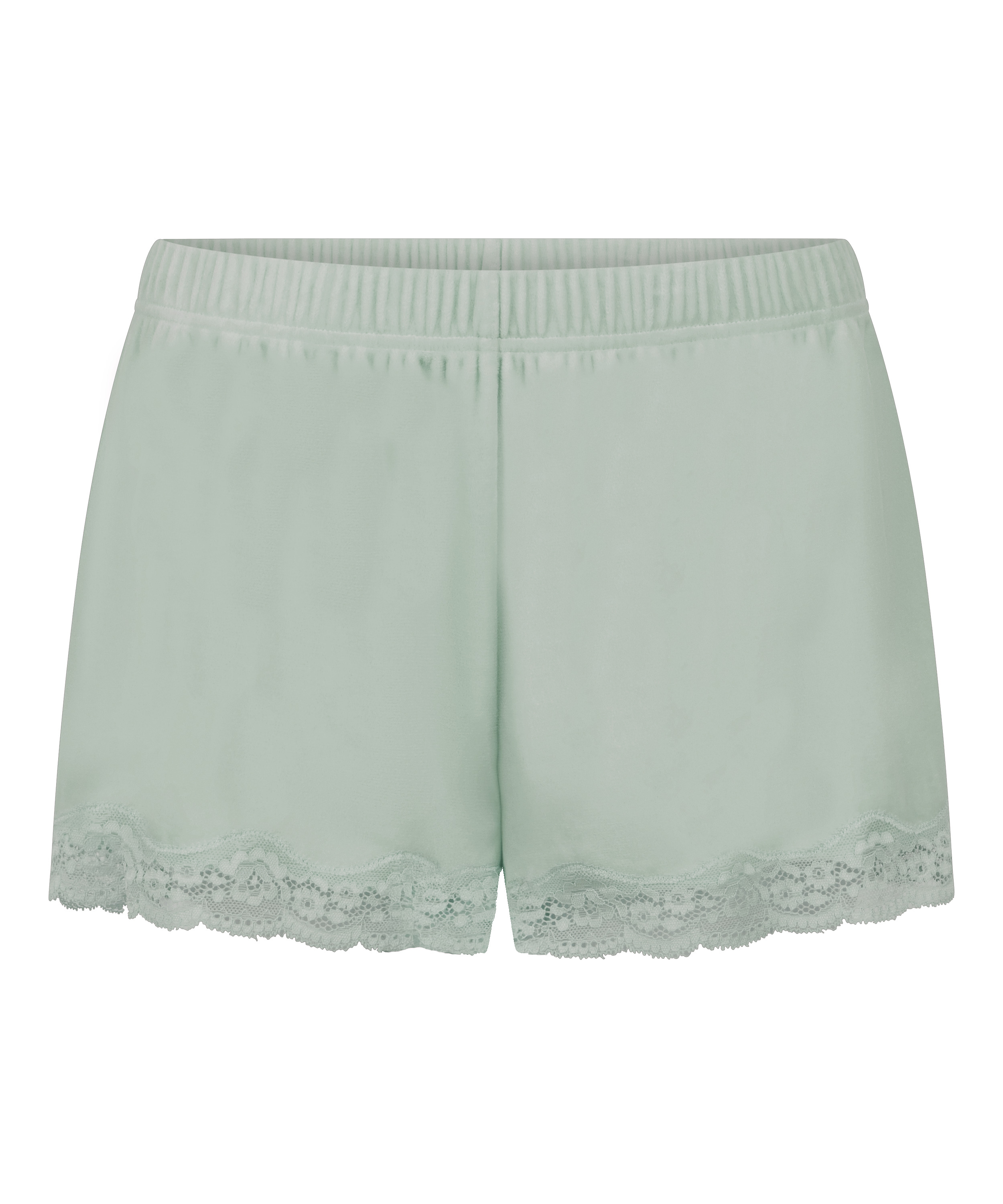 Short en velours &agrave; dentelle, Vert, main