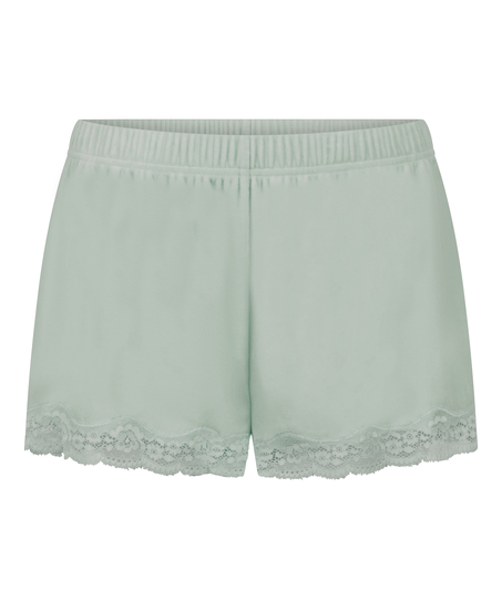 Short en velours &agrave; dentelle, Vert