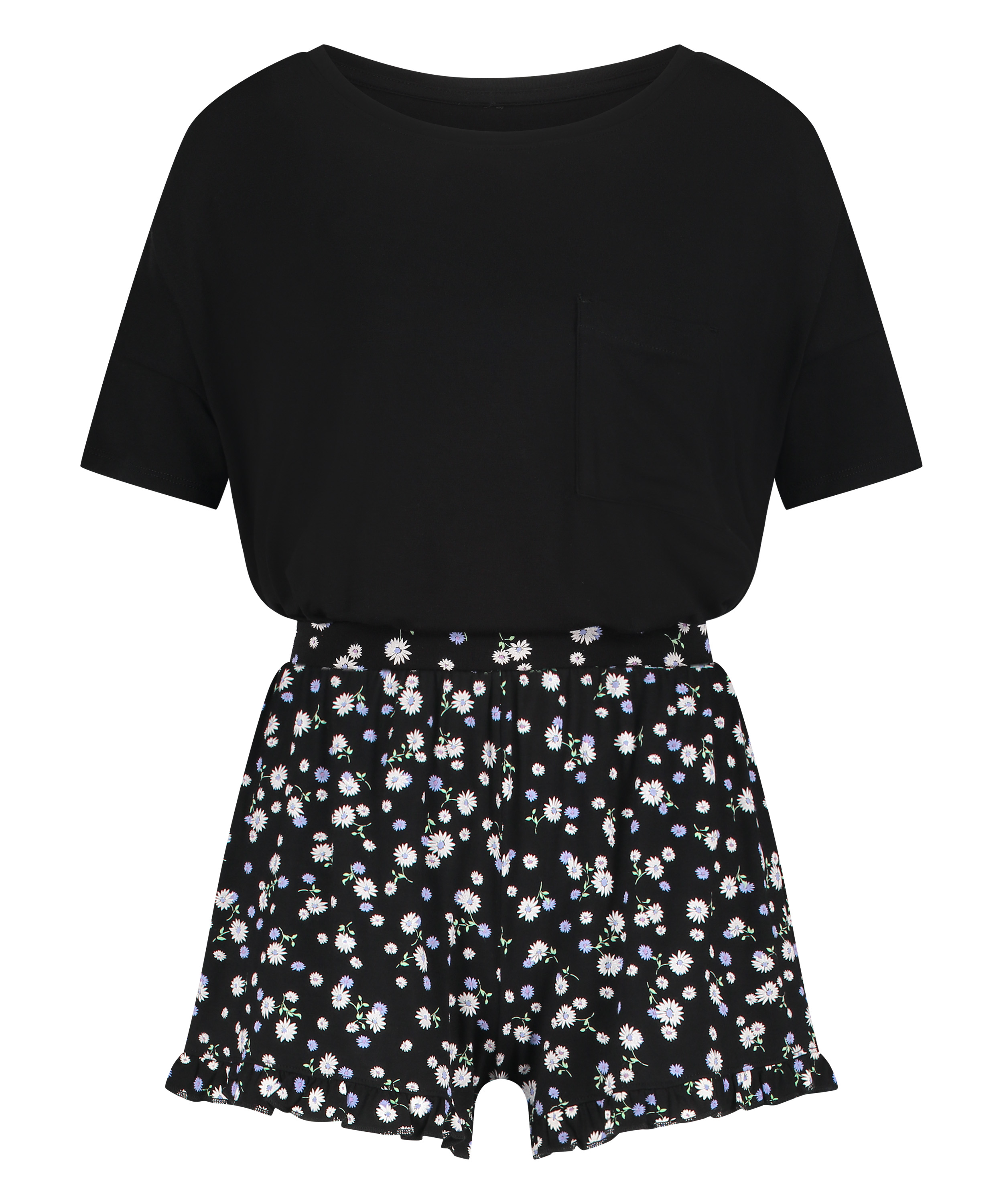 Kurzes Pyjamaset, Schwarz, main