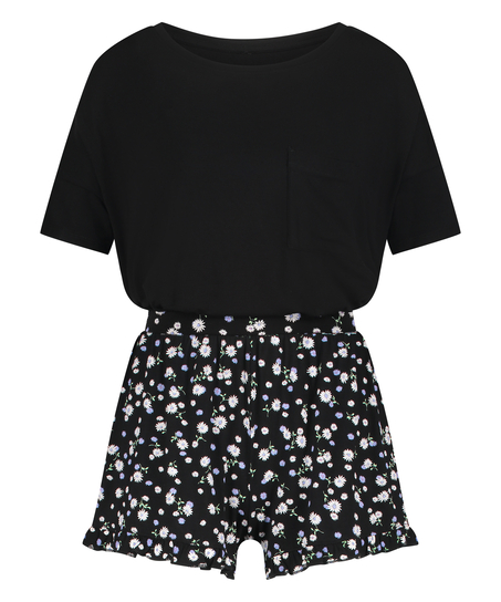 Kurzes Pyjamaset, Schwarz
