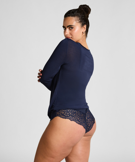 Haut avec cachemire à col bateau super soft, Bleu