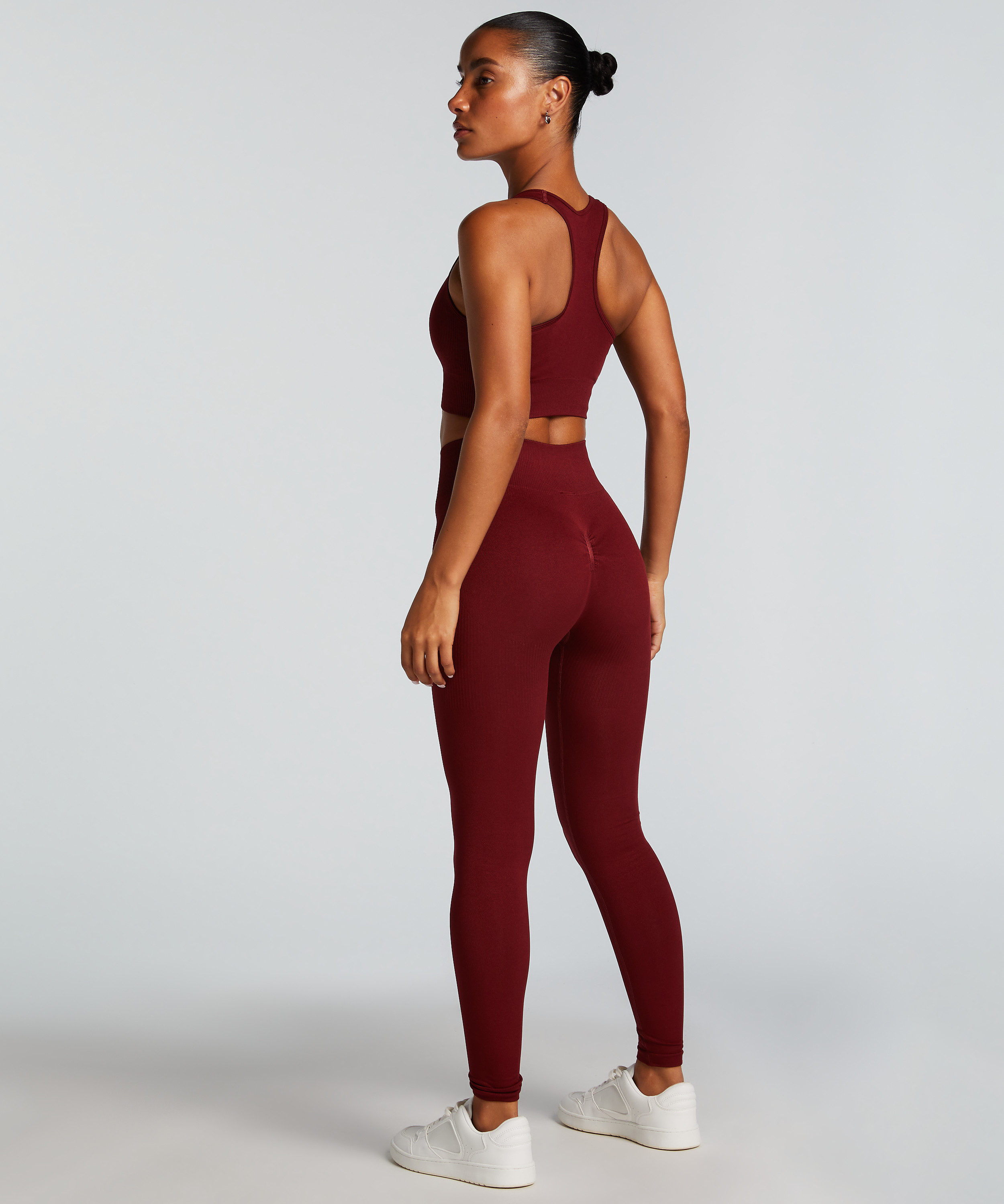 Legging de sport sans coutures taille haute HKMX, Rouge, main