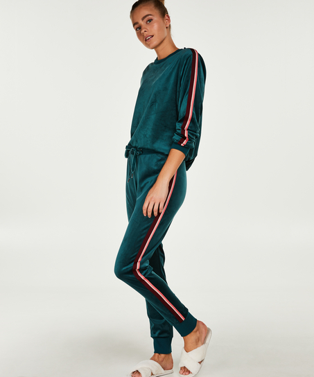 Top Velours Stripe, Grün