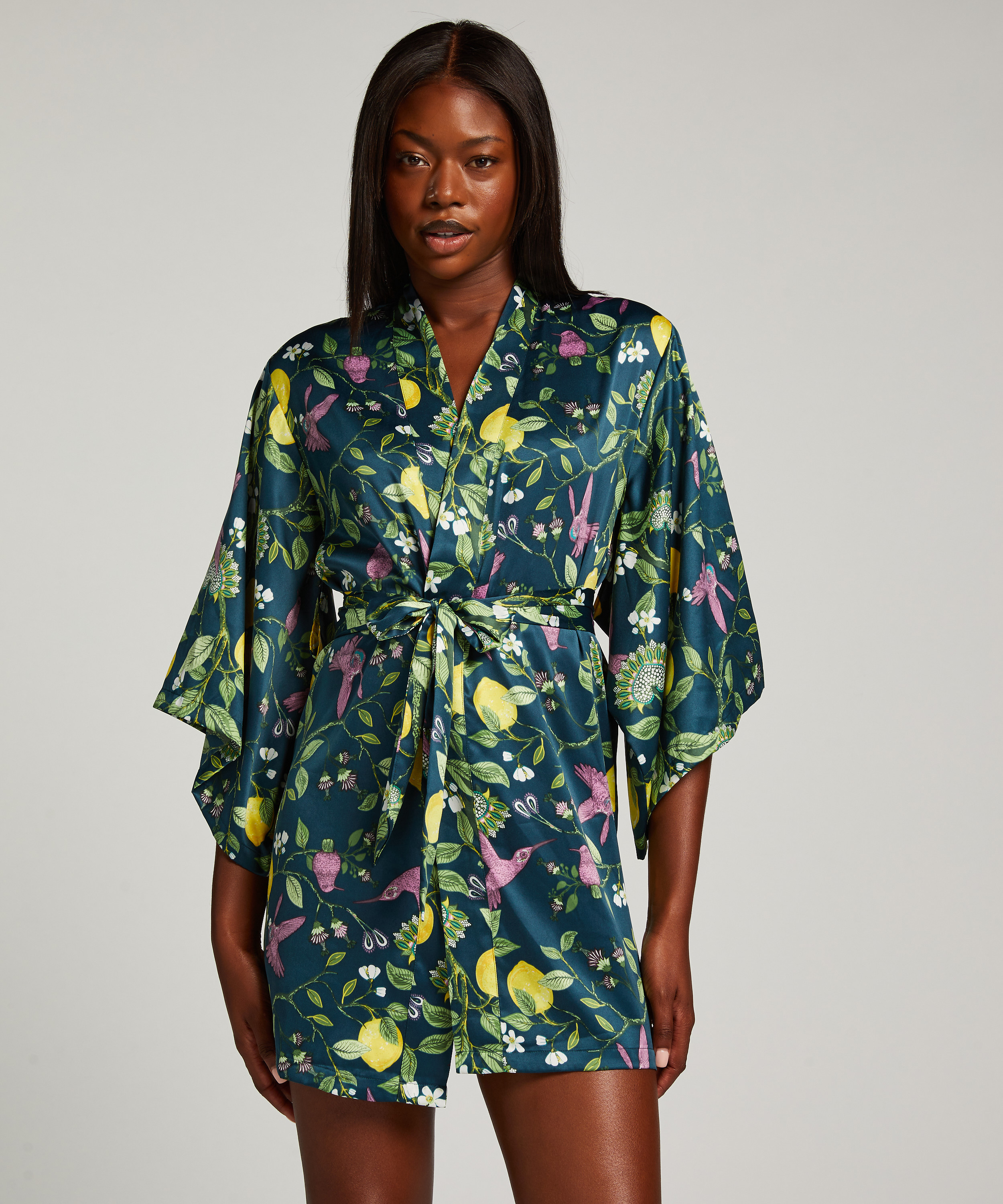 Kimono Satin, Blau, main